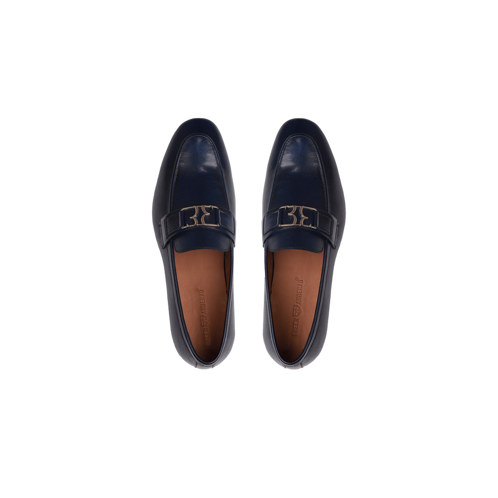 Pure navy amaya leather loafers hotsell