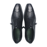 Greer Anderad Men's Leather Derby Handwoven Lace-up Shoes Black GA-02-20 - Greer & Anderad