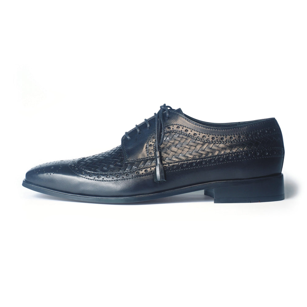 Greer Anderad Men's Leather Derby Handwoven Lace-up Shoes Black GA-02-20 - Greer & Anderad