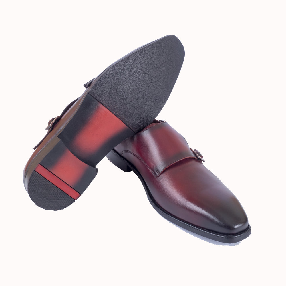 Greer Anderad Men's Leather Double MonkStrap Shoes Burgundy GA-02-35 - Greer & Anderad