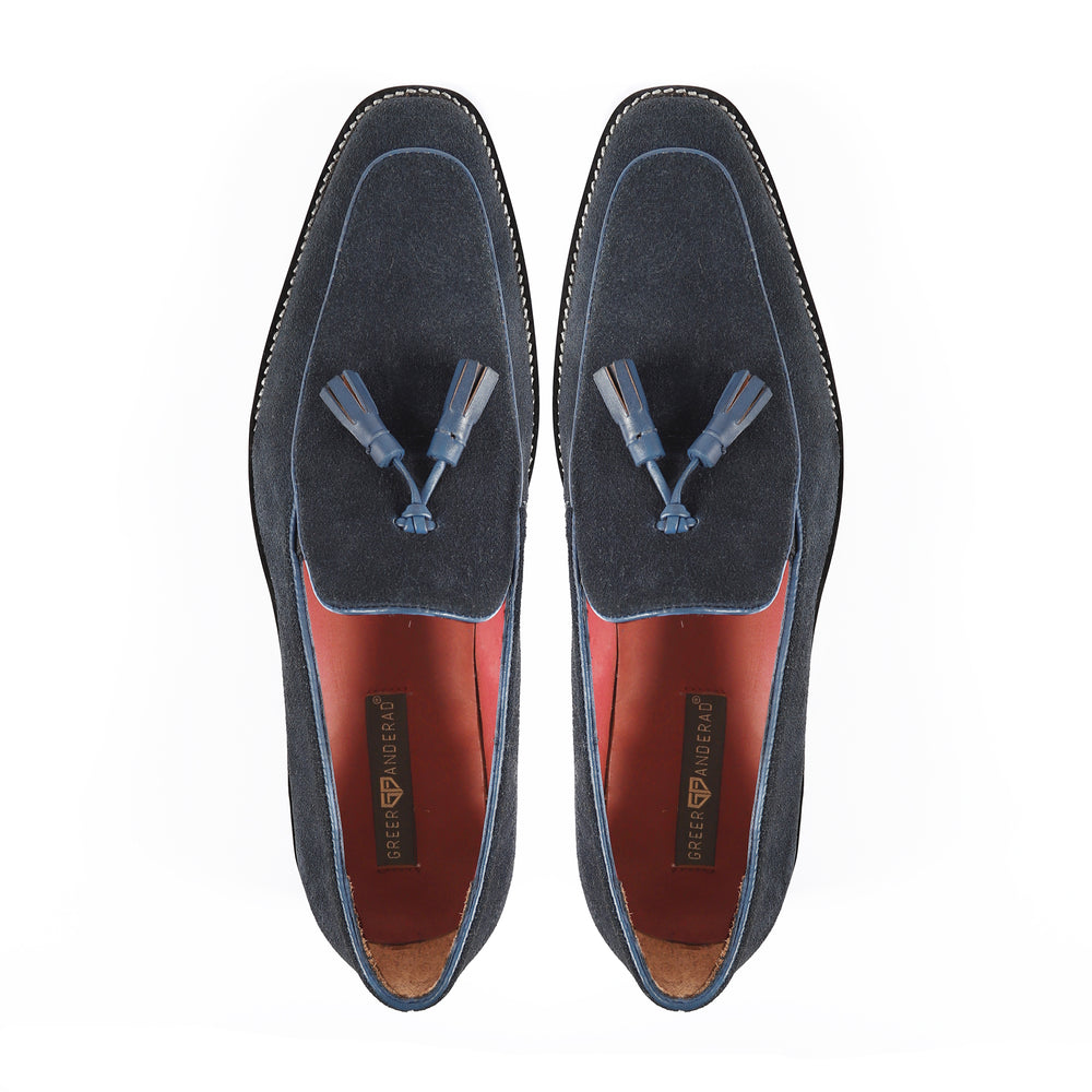 GA-16A102 LOAFER CALF SUEDE LEATHER BLUE SLIPON SHOES FOR MEN (38-50)