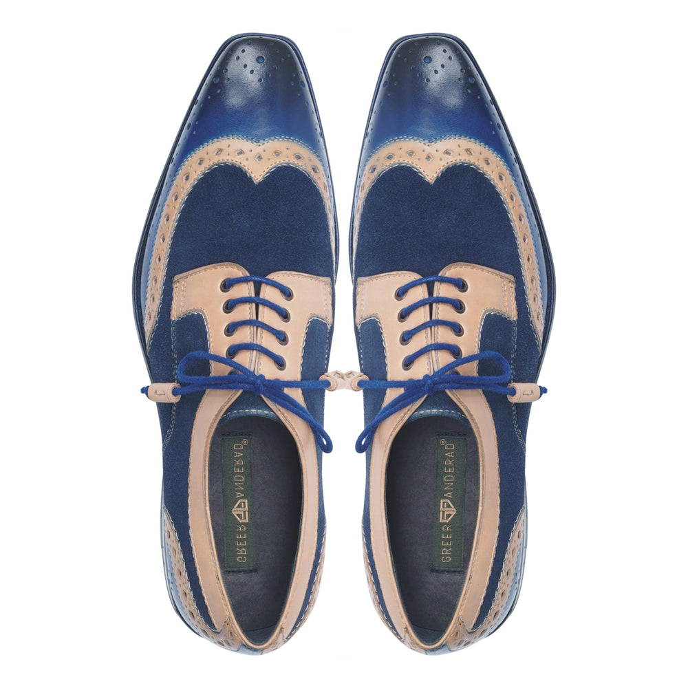 Greer Anderad Men's Leather Suede Lace-up Derby Shoes Blue GA-02-19 - Greer & Anderad