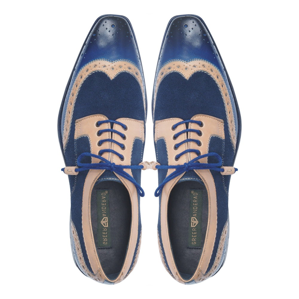 Greer Anderad Men's Leather Suede Lace-up Derby Shoes Blue GA-02-19 - Greer & Anderad