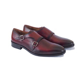 Greer Anderad Men's Leather Double MonkStrap Shoes Burgundy GA-02-35 - Greer & Anderad