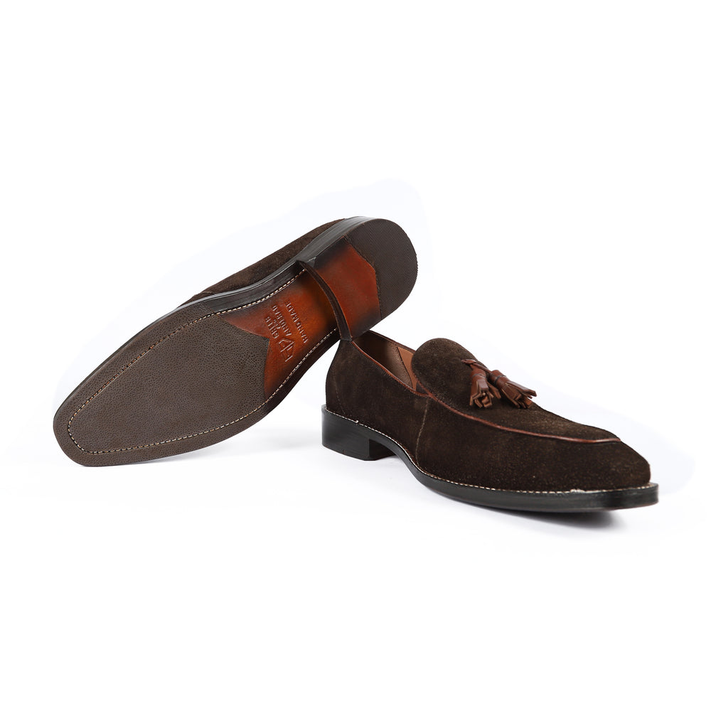 GA-16Y02 LOAFER CALF SUEDE LEATHER BROWN / ESPRESSO SLIPON SHOES FOR MEN (38-50)