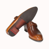 Greer Anderad Men's Leather Single Monk-Strap Shoes Tan Brown GA-04-06 - Greer & Anderad
