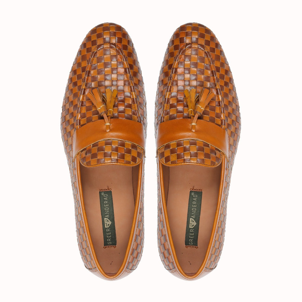 Greer Anderad Men's Leather Handwoven Loafer Shoes Tan Brown GA-10-06 - Greer & Anderad