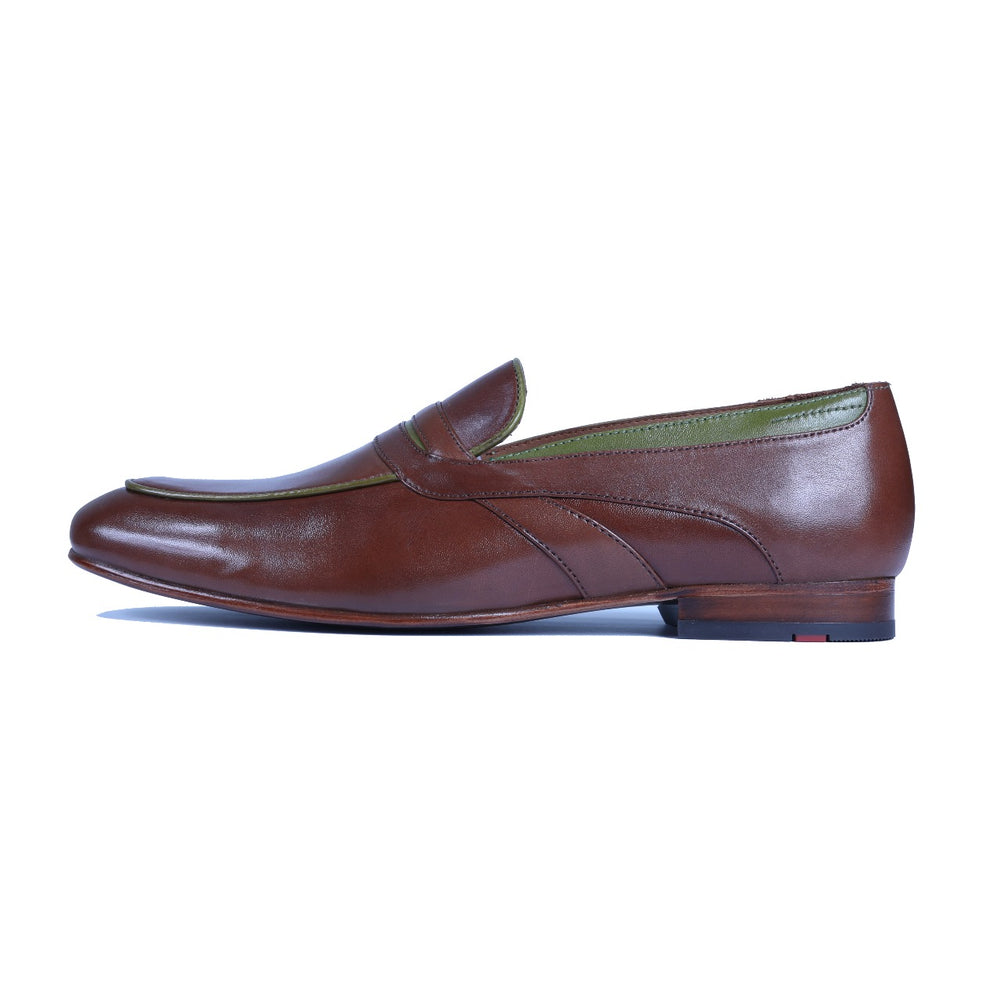 Greer Anderad Men's Leather Loafer Shoes Brown Green GA-10-02 - Greer & Anderad