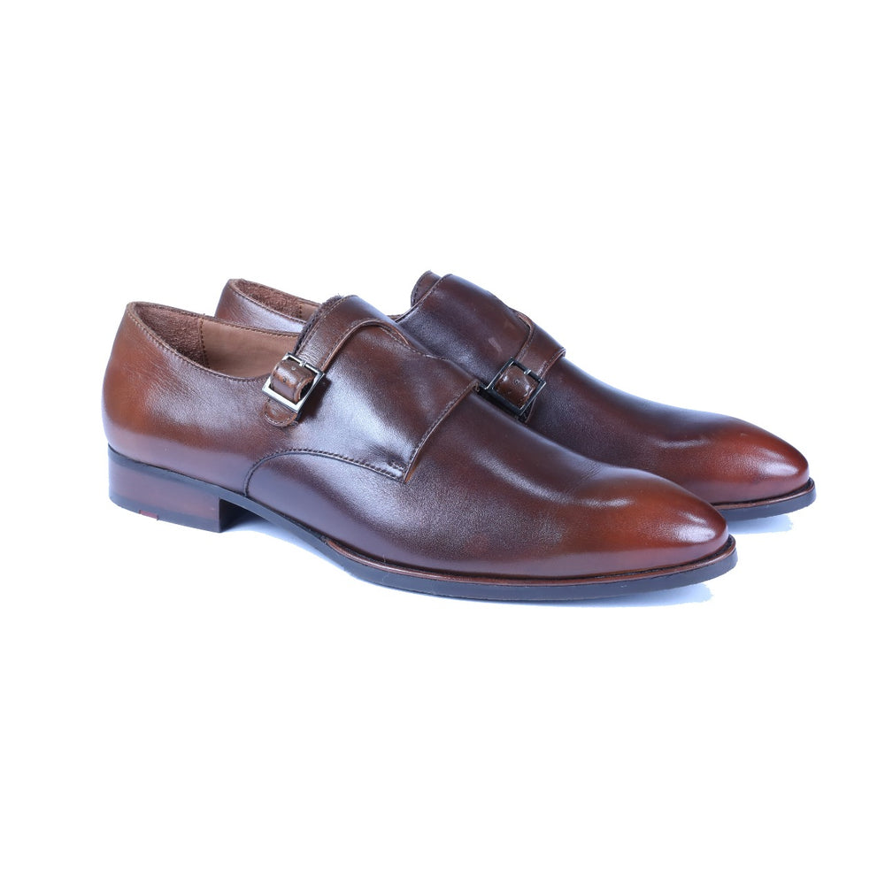 Greer Anderad Men's Leather Double Monk-Strap Shoes Brown Tan GA-04-10 - Greer & Anderad