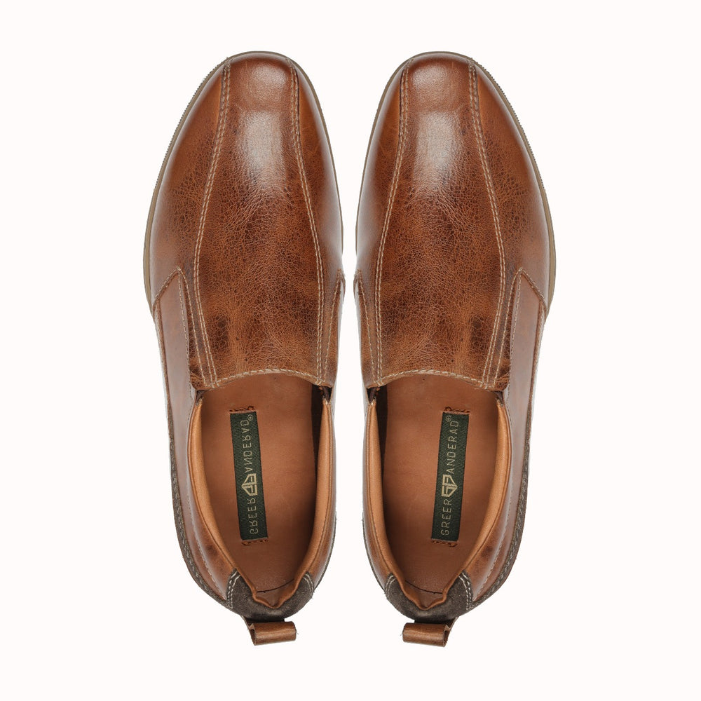 Greer Anderad Men's Leather Casual / Comfort Slip-on Shoes Tan GA-06-06 - Greer & Anderad