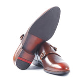 Greer Anderad Men's Leather Double Monk-Strap Shoes Tan Brown GA-04-10 - Greer & Anderad