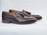 GA-16J02 LOAFER LIZZARD PRINT CALF LEATHER BROWN SLIPON SHOES FOR MEN (38-50)