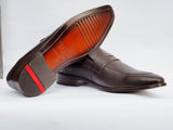 GA-1702 LOAFER MILLED / TUMBLED CALF LEATHER BROWN SLIPON SHOES FOR MEN (38-50)