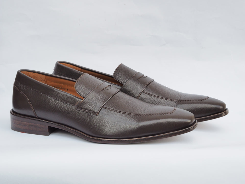 GA-1702 LOAFER MILLED / TUMBLED CALF LEATHER BROWN SLIPON SHOES FOR MEN (38-50)