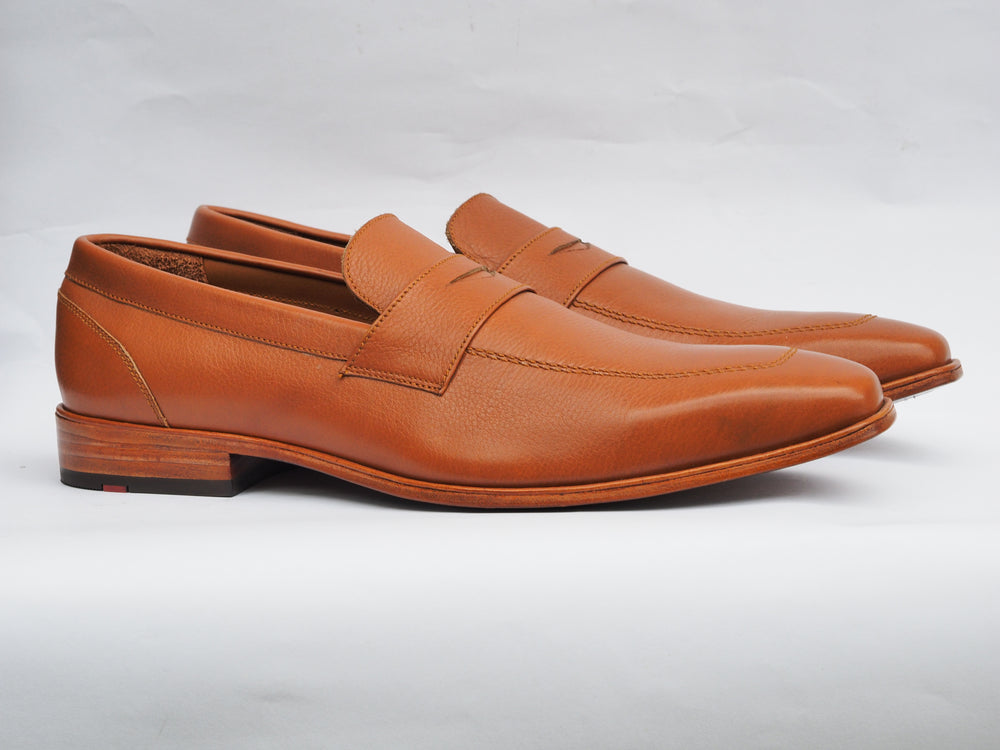 GA-1702 LOAFER MILLED / TUMBLED CALF LEATHER BROWN SLIPON SHOES FOR MEN (38-50)