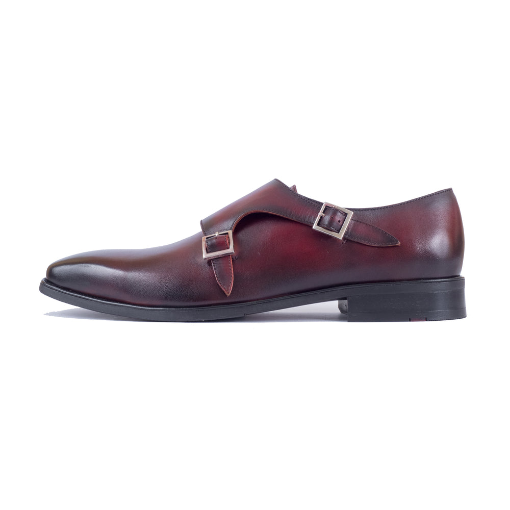 Greer Anderad Men's Leather Double MonkStrap Shoes Burgundy GA-02-35 - Greer & Anderad