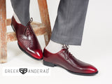 Greer Anderad Men's Leather Lace-up Whole Cut Shoes Burgundy GA-04-15 - Greer & Anderad