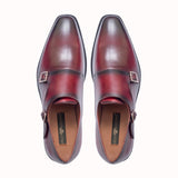 Greer Anderad Men's Leather Double MonkStrap Shoes Burgundy GA-02-35 - Greer & Anderad