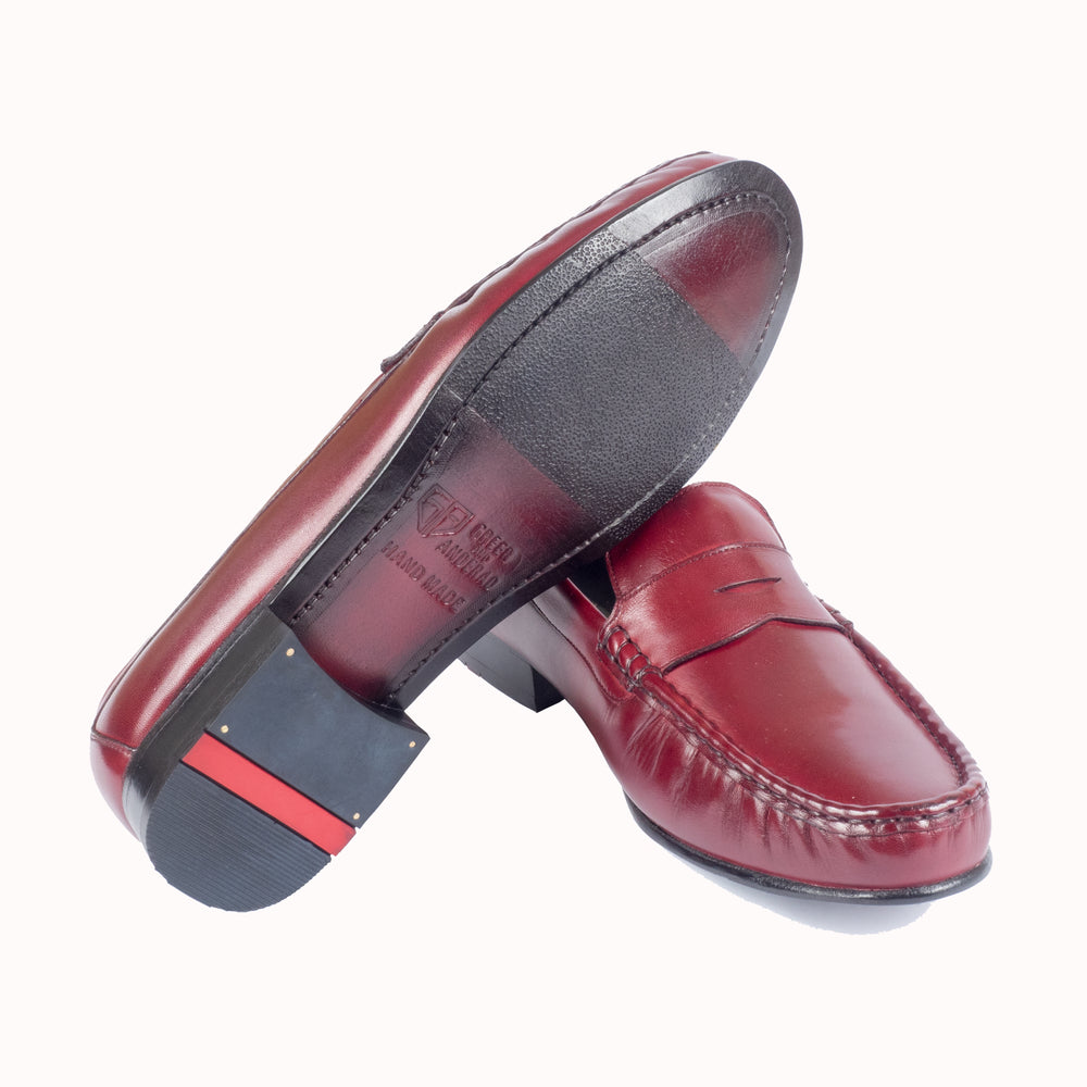 Greer Anderad Men's Leather Moccasin / Loafer Shoes Burgundy GA-05-02 - Greer & Anderad