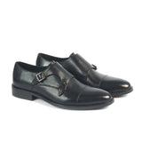Greer Anderad Men's Leather Double Monk Strap Shoes Black GA-03-12 - Greer & Anderad