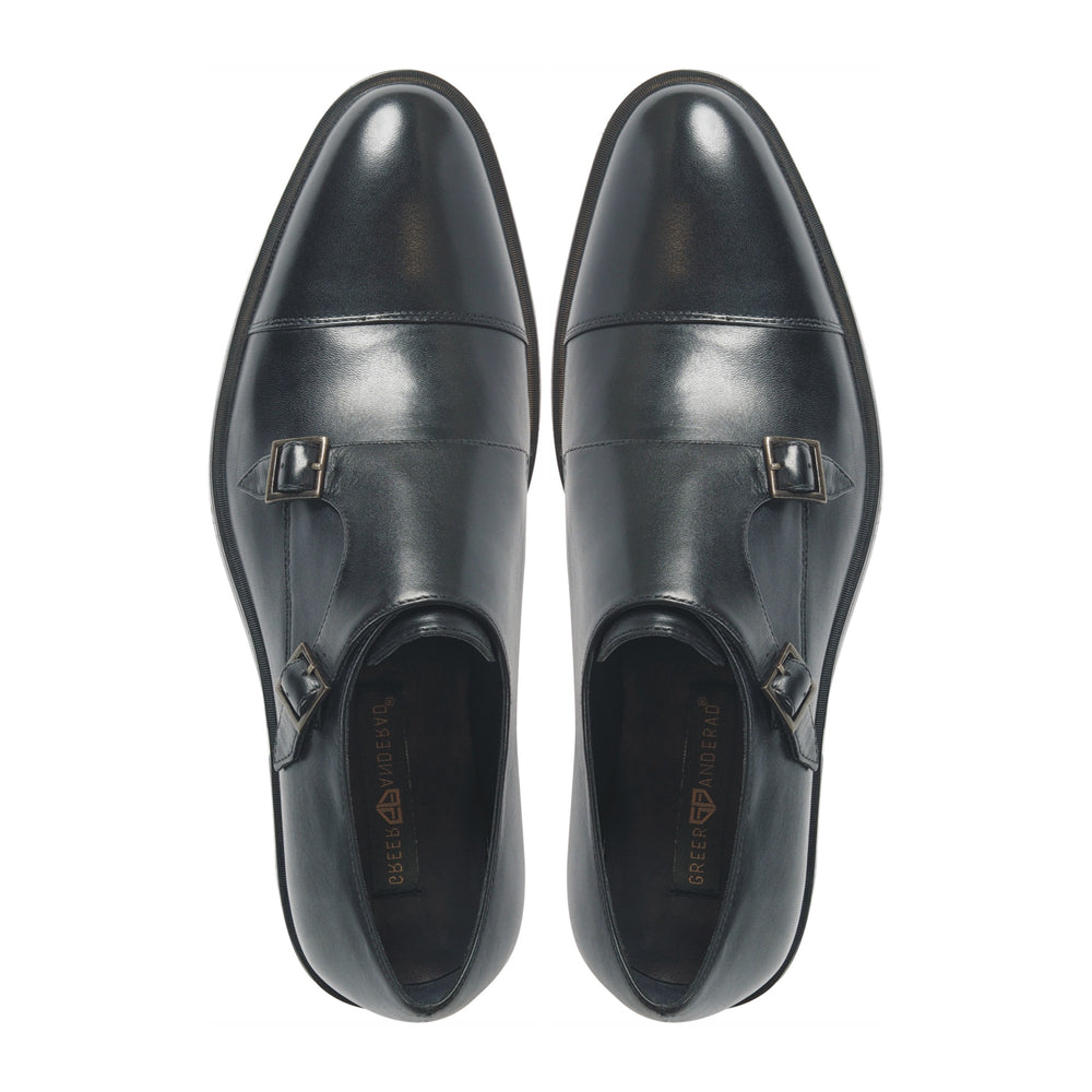 Greer Anderad Men's Leather Double Monk Strap Shoes Black GA-03-12 - Greer & Anderad