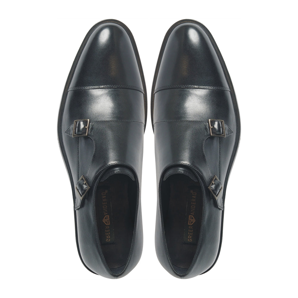 Greer Anderad Men's Leather Double Monk Strap Shoes Black GA-03-12 - Greer & Anderad