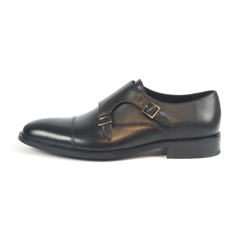 Greer Anderad Men's Leather Double Monk Strap Shoes Black GA-03-12 - Greer & Anderad